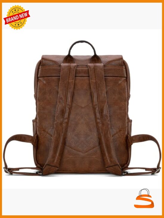Vegan Leather Laptop Backpack with USB Charging Port, 17.3\